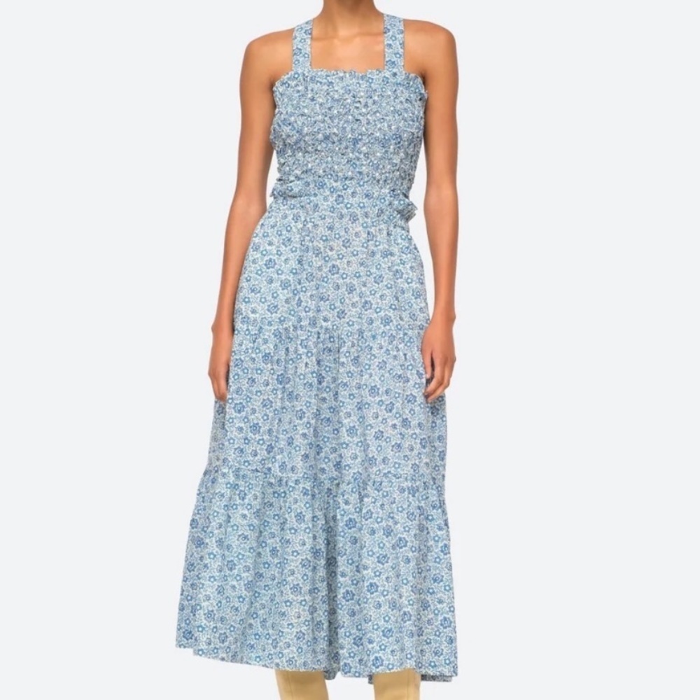 Sea New York Ida Apron Dress in Blue Floral